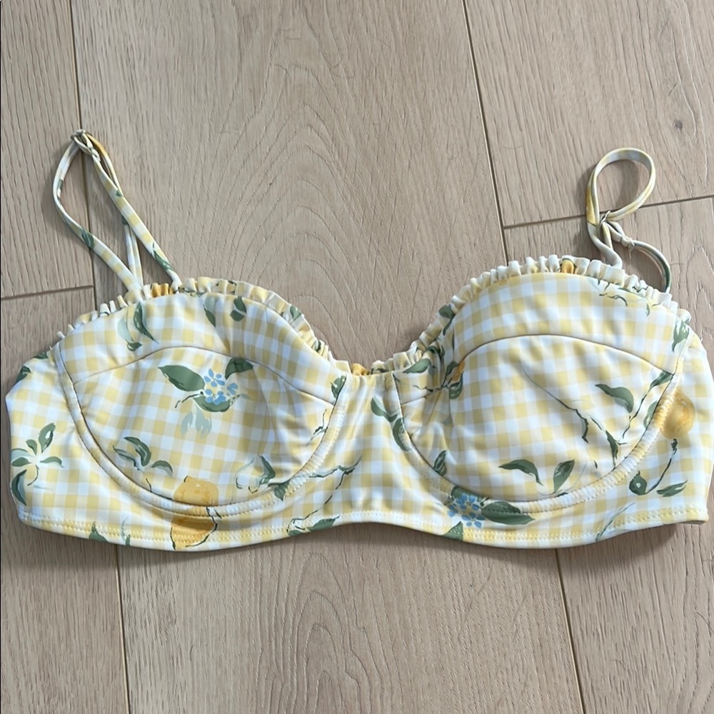 Reformation Pomme Bustier Bikini Top lemon meringue L bikini top
